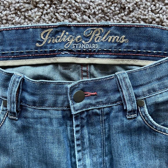 Men’s Indigo Palms Distressed Jeans 35 x 32 - Picture 4 of 5